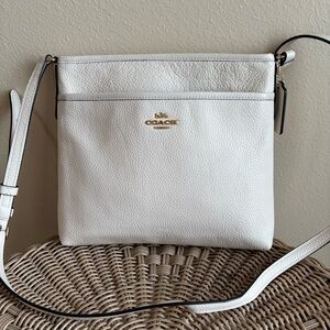 Coach Pebbled White Leather Crossbody with Gold Hardware